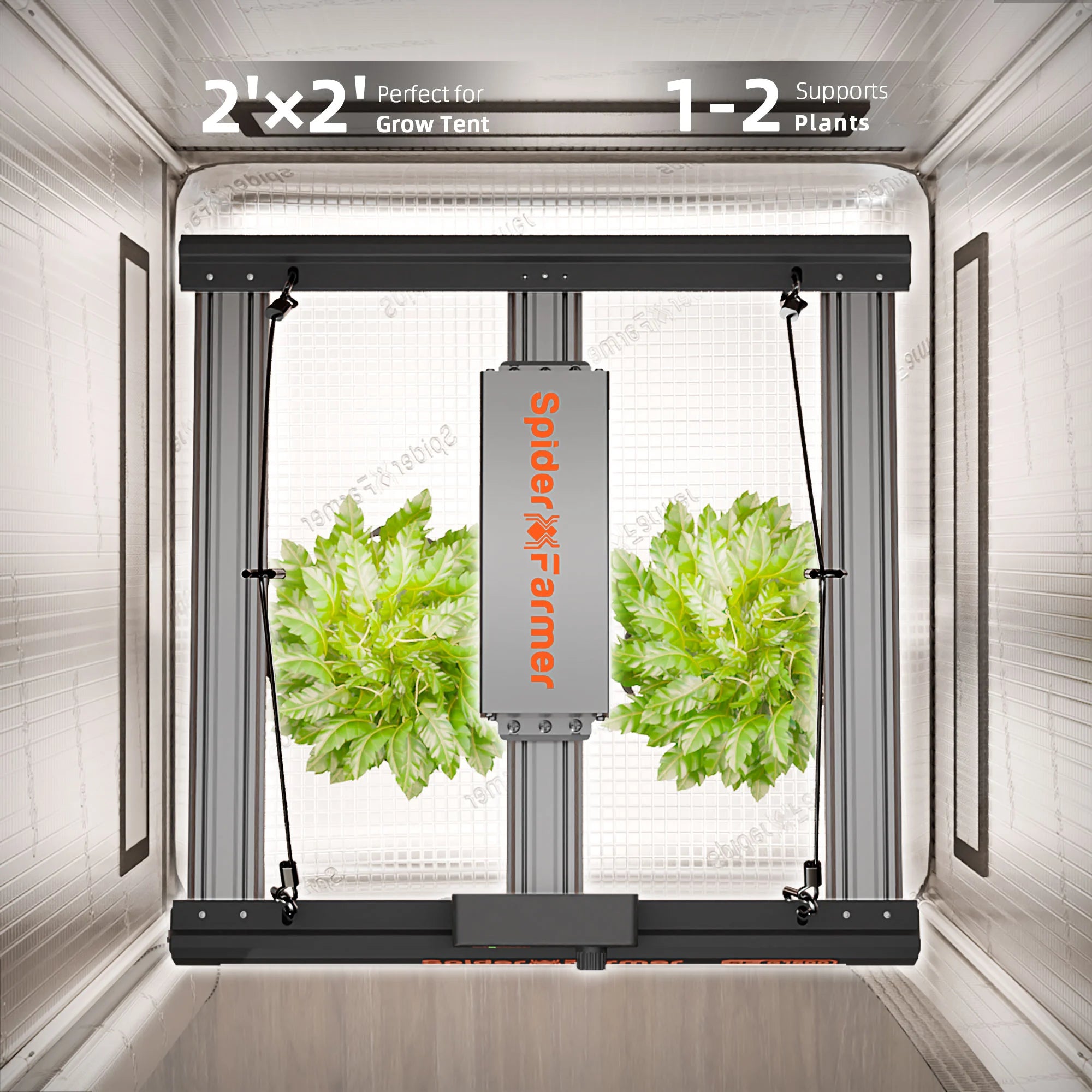 Hydroponik (DWC) Komplettset (70x70x160 cm) 150 Watt G1500 EVO LED mit GGS für smarte Steuerung und 2 Töpfen