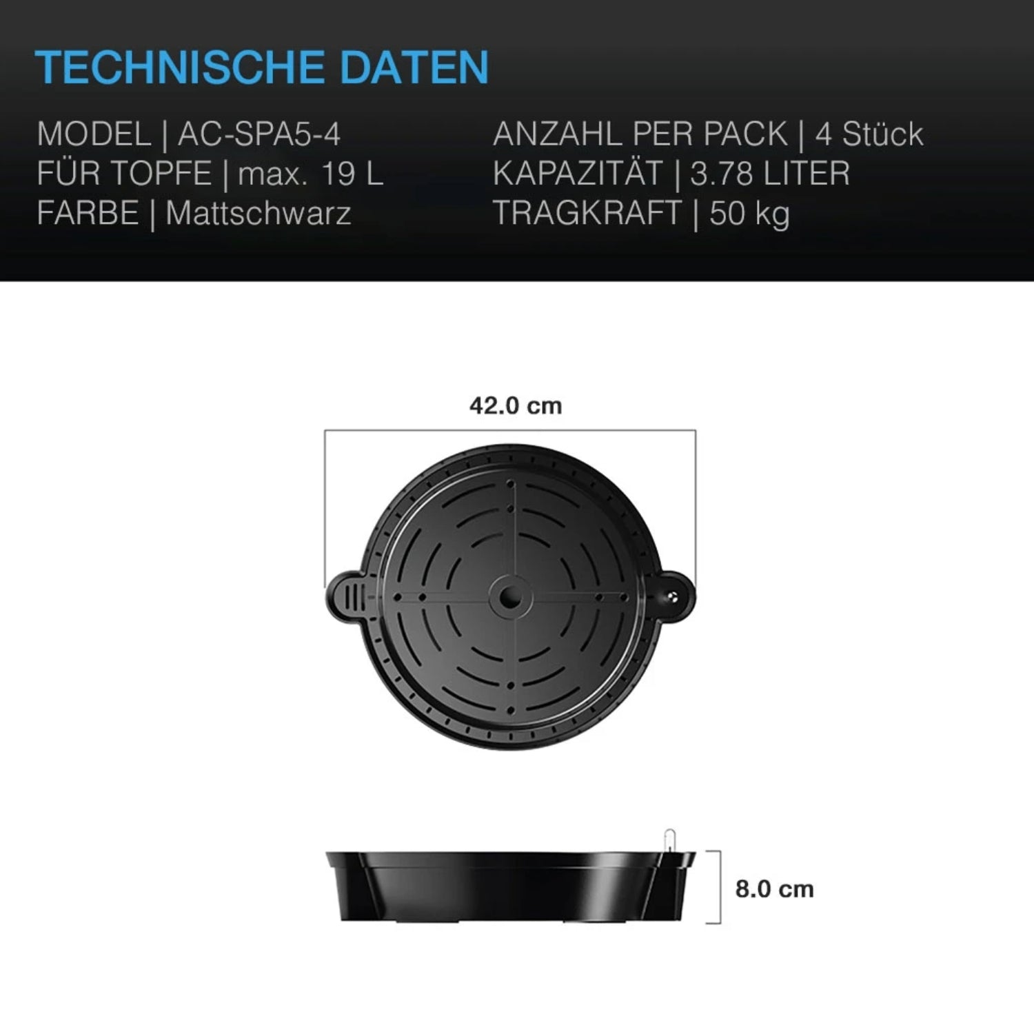 Selbstbewässerungsbasis für Stofftöpfe 4er Set