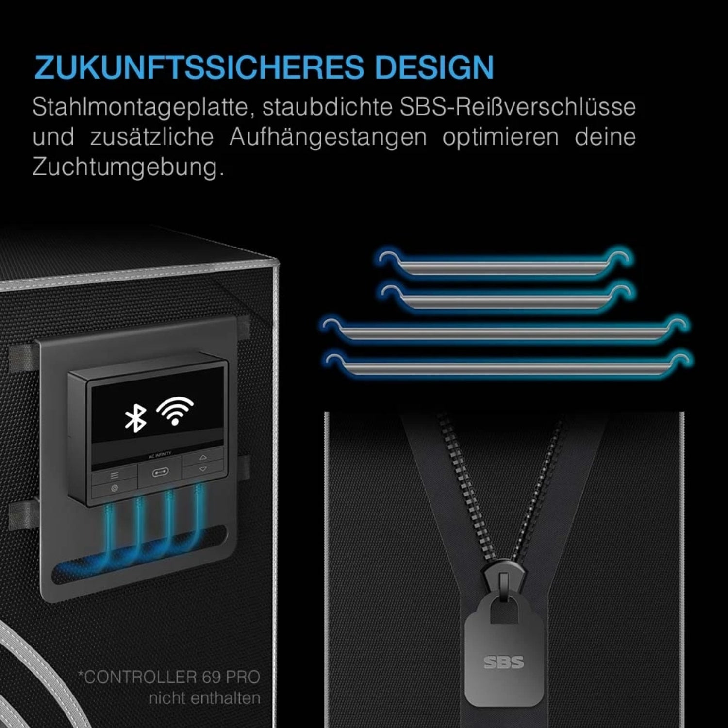 Smartes All-in-One Komplettset (90x90x180 cm) 300 Watt IONFRAME EVO4 Samsung LED mit Luftbefeuchter, Heizgerät und CONTROLLER AI+