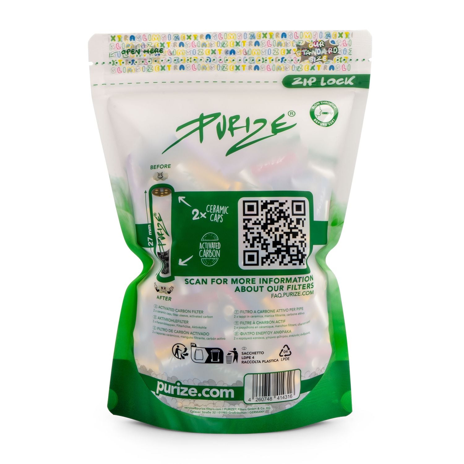 500 Stück XTRA Slim Aktivkohlefilter im Beutel Ø 6 mm