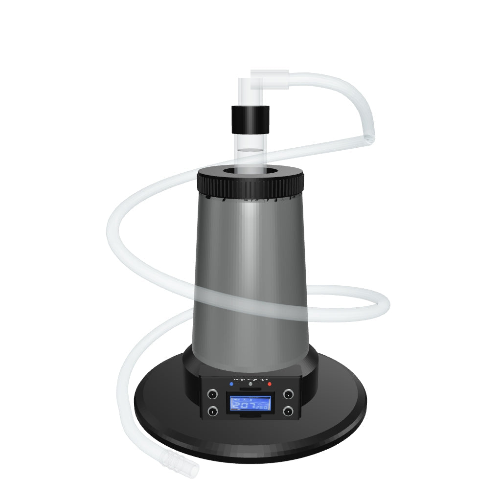 Arizer V-Tower Chrome – 3D-Modell mit Glasaufsatz und Schlauch