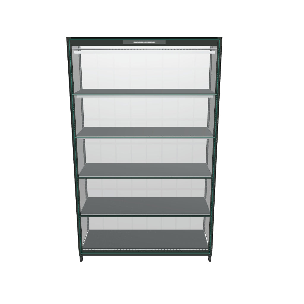 Mars Hydro Anzucht/Stecklinge Komplettset (110x40x180 cm) 250 Watt LED – interaktives 3D-Modell mit LED-Leisten, Ebenen und transparenter Front