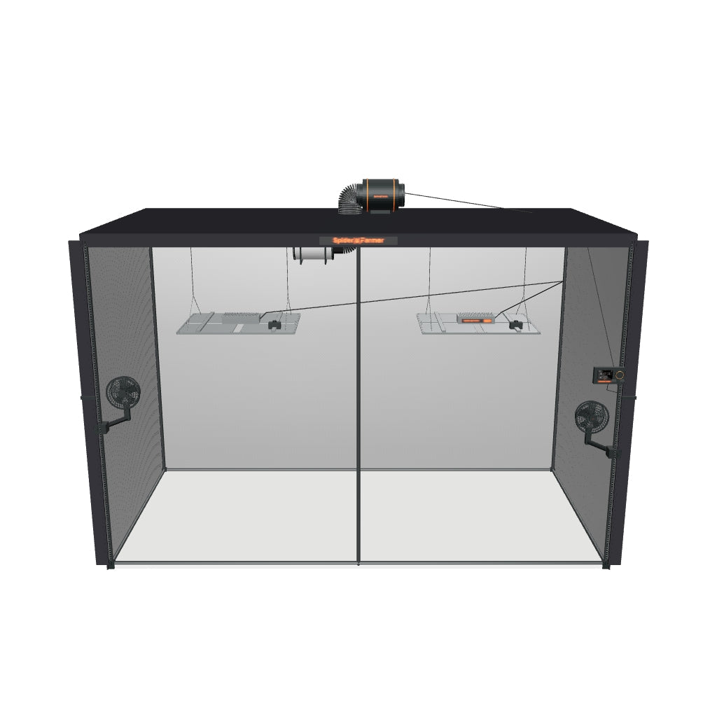 Spider Farmer Komplettset (300x150x200 cm) 1300 Watt SF7000 LED mit GGS für smarte Steuerung – fotobasierte 3D-Ansicht