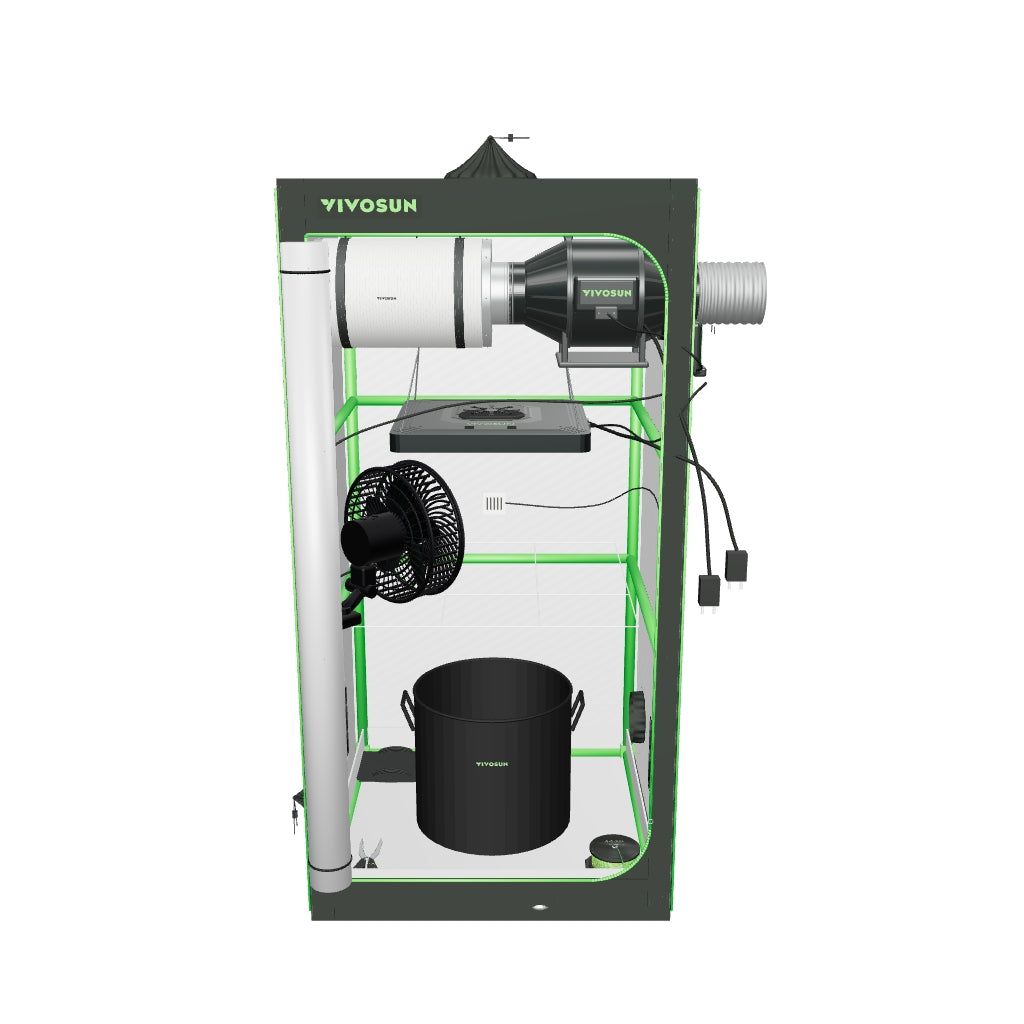 VIVOSUN Smartes Komplettset Pro 60 × 60 × 120 cm mit AeroLight Gen2 120 W – 3D-Ansicht