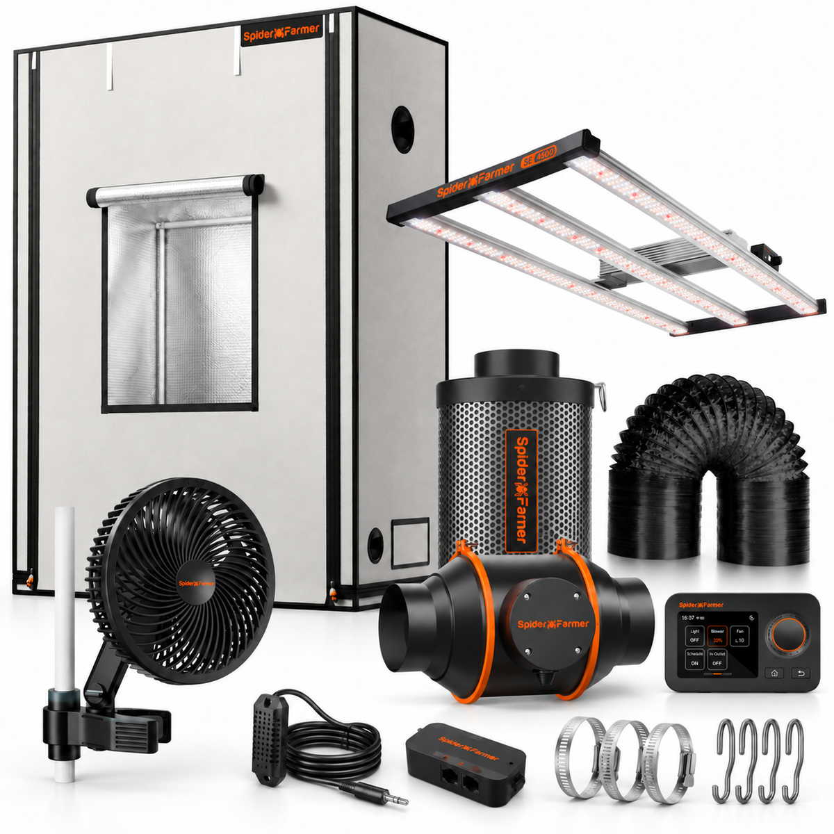 Spider Farmer Pro Komplettset (140x70x200 cm) 320 Watt SE4500 EVO LED mit GGS für smarte Steuerung