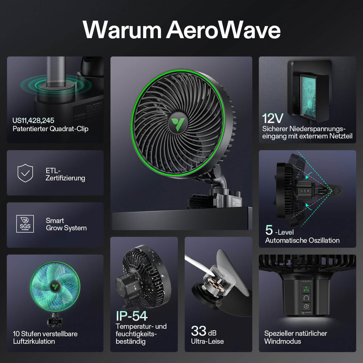 VIVOSUN AeroWave E6 Gen2 smarter Clipventilator 150 mm – Galerie 7