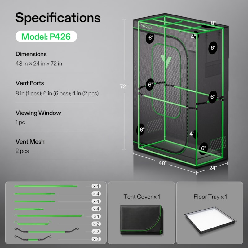 VIVOSUN P426 Growbox 120×60×180 cm – Galerie 8