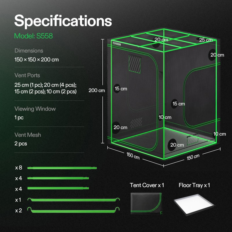 VIVOSUN S558 Growbox 150×150×200 cm – Galerie 7