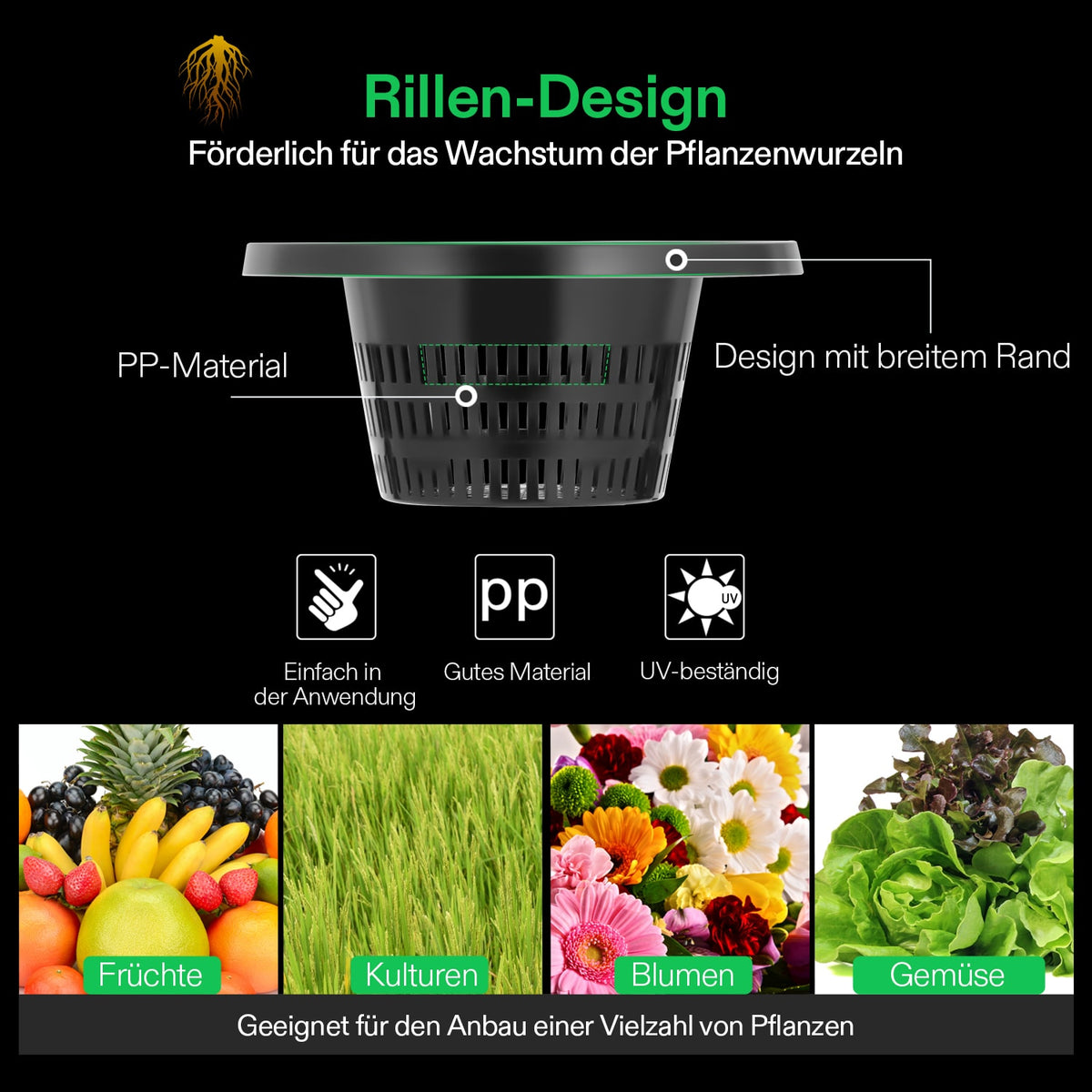 VIVOSUN DWC Hydroponiksystem mit 1 Topf 18,9 L – PP-Behälter und Netztopf
