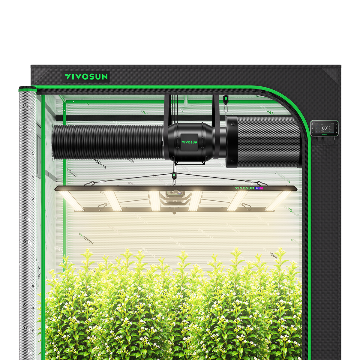 VIVOSUN Smartes Komplettset 150 × 150 × 200 cm mit 750 Watt LumaLight