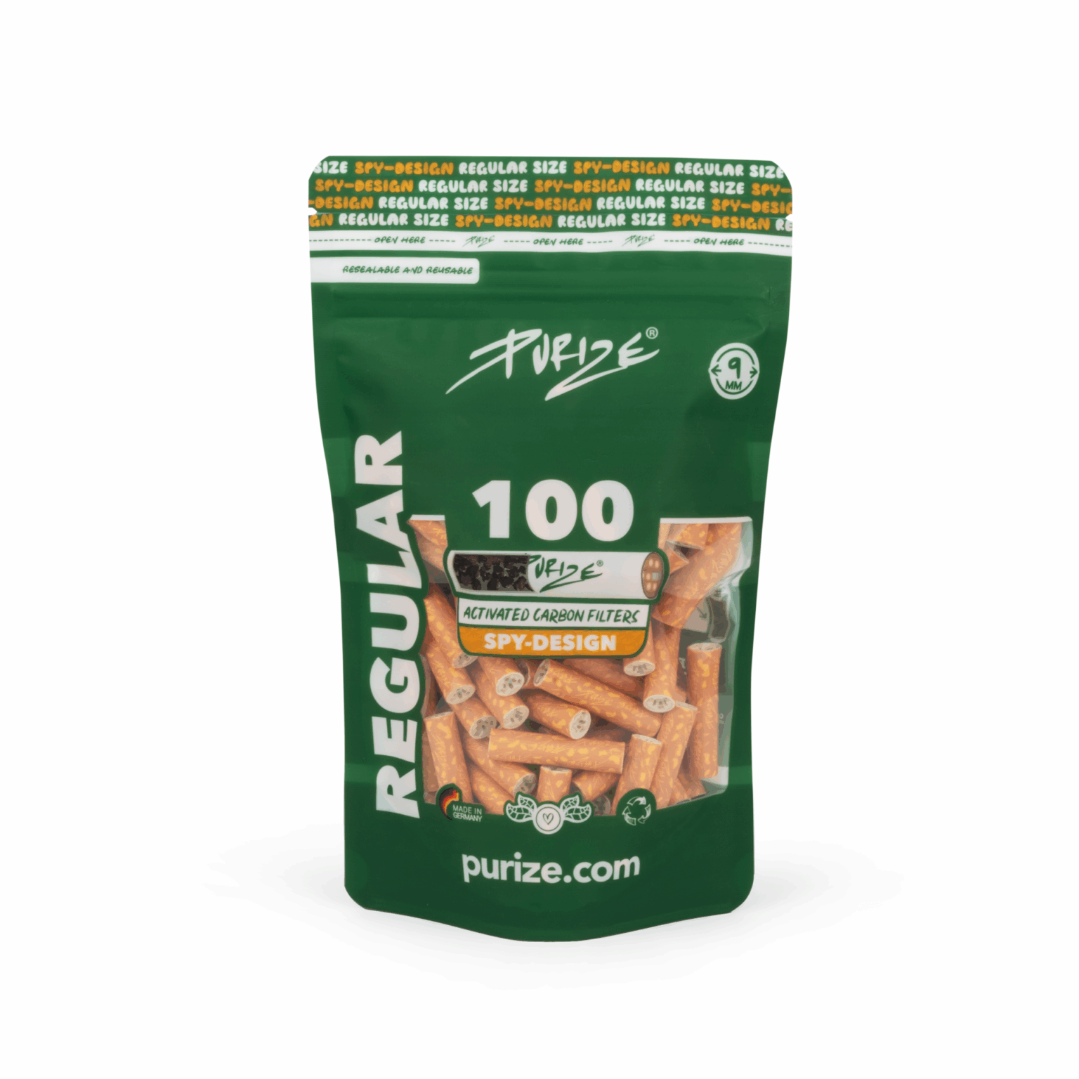 100 Stück Regular Aktivkohlefilter im Beutel Ø 9 mm