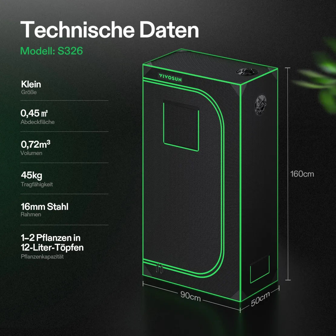Smartes Komplettset (90×50×160 cm) 100 Watt AeroLight LED und AeroZesh T4 Lüfter