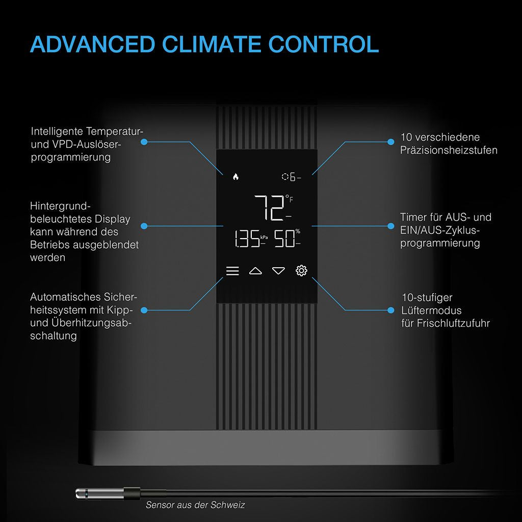 Smartes All-in-One Komplettset (90x90x180 cm) 300 Watt IONFRAME EVO4 Samsung LED mit Luftbefeuchter, Heizgerät und CONTROLLER AI+