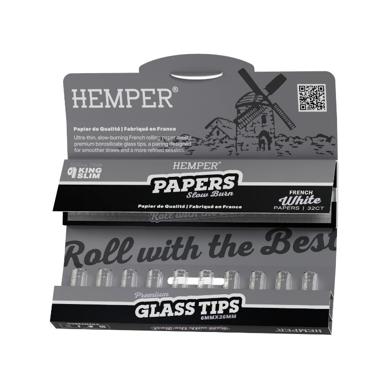 Hemper King Size Papers mit Glasfilter Tips Weiß, 6 mm – Hauptansicht