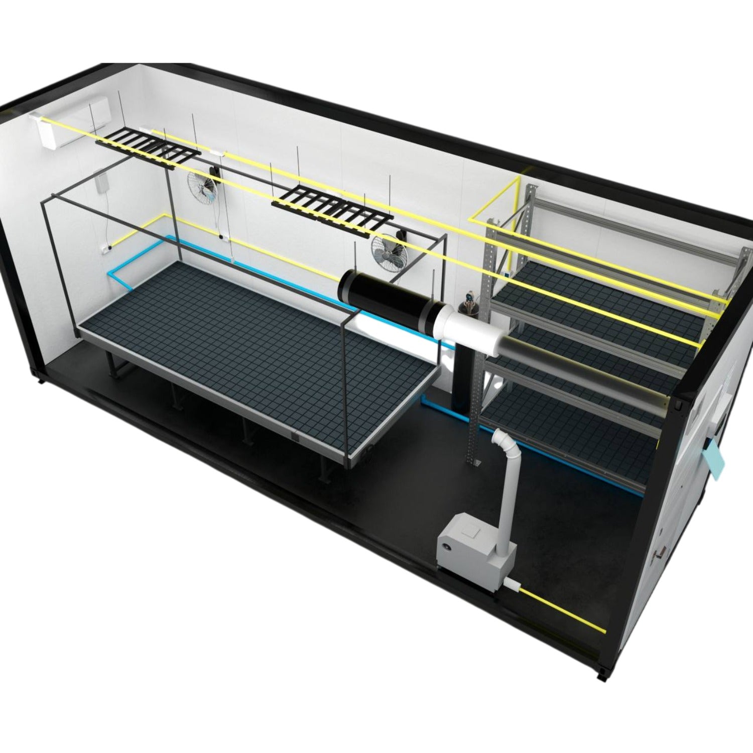 M1 VEG Vegetationsmodul (758x237x290 cm) 1300 Watt LED und voll klimakontrolliert