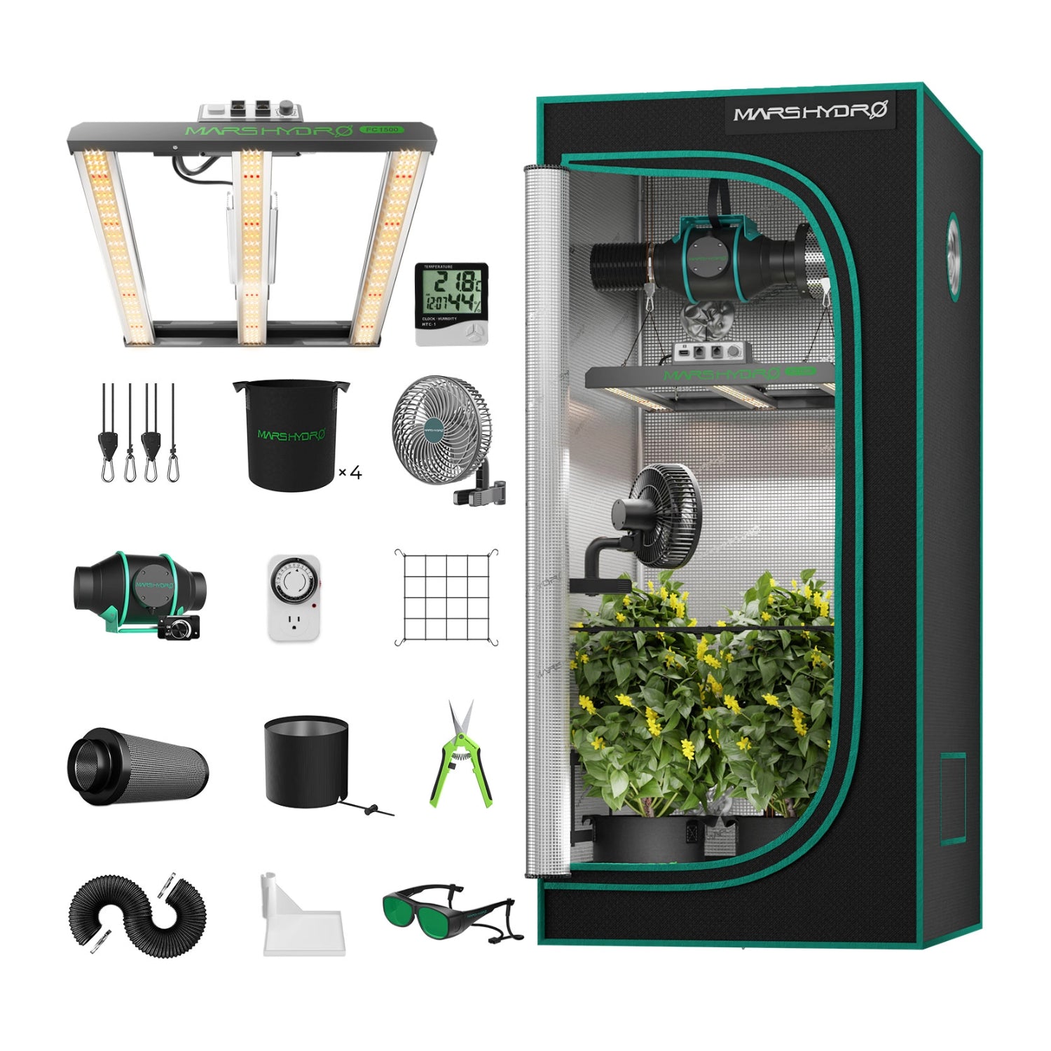 Komplettset (80x80x160 cm) 150 Watt FC 1500 EVO LED