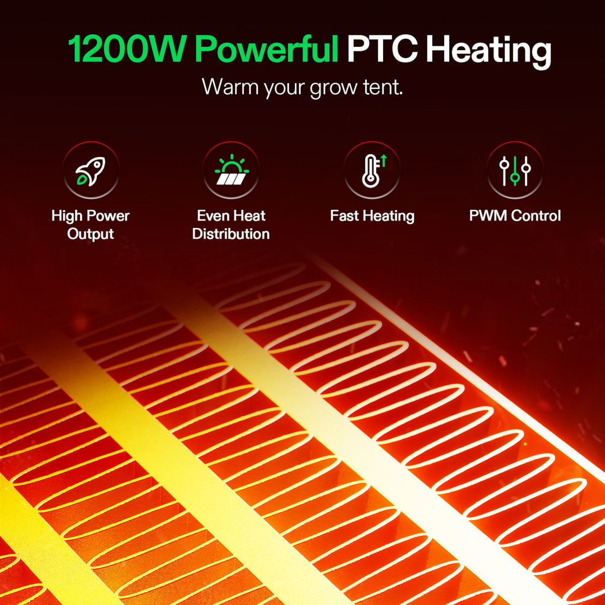 VIVOSUN AeroFlux W120 – 1200-Watt-PTC-Heiztechnologie