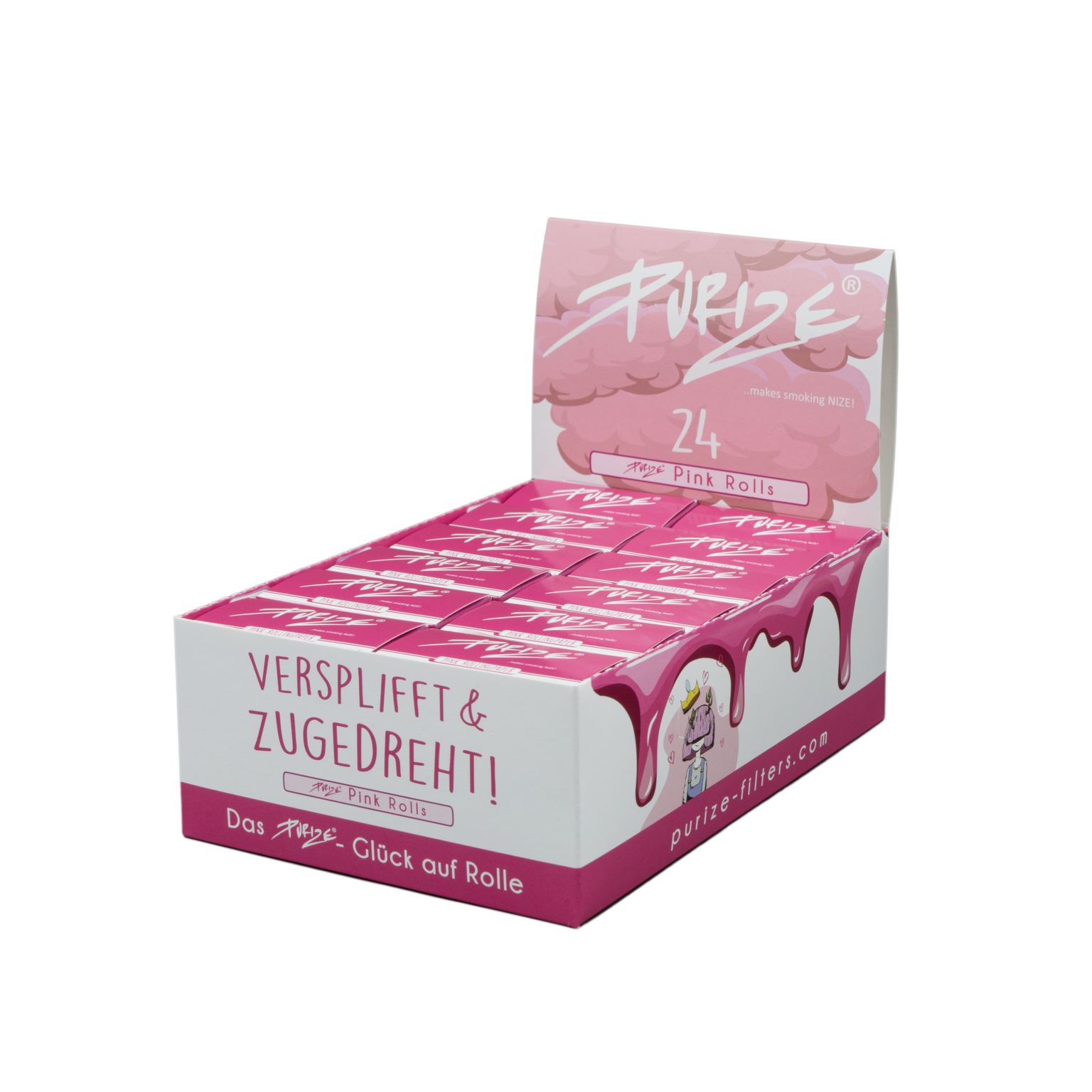 King Size Slim Rollen Longpape Pink