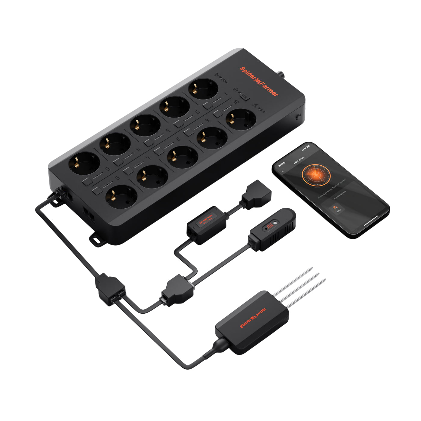 GGS AC10 Smarte Steckdosenleiste mit Temperatur-, Feuchtigkeits- und Lichtsensor