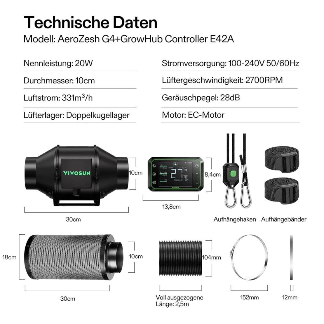 Smartes Abluftset Pro mit AeroZesh G4 Lüfter bis 331 m³/h