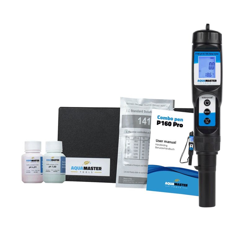 Combo Pen P160 Pro pH-EC Messgerät mit Kalibrierflüssigkeiten