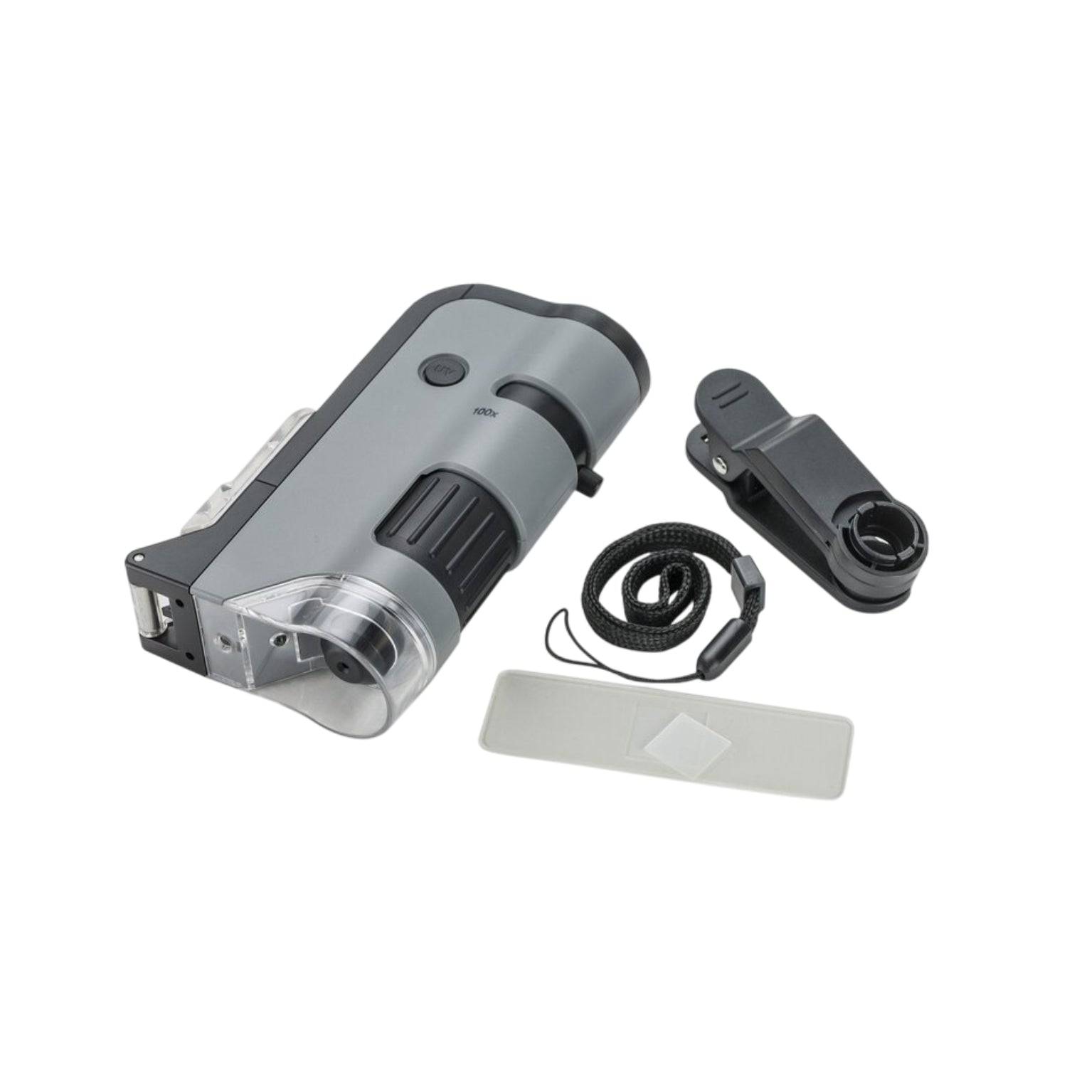 MP-250 MicroFlip Mikroskop 100- bis 250-fache Vergrößerung mit LED und universal Smartphone-Clip