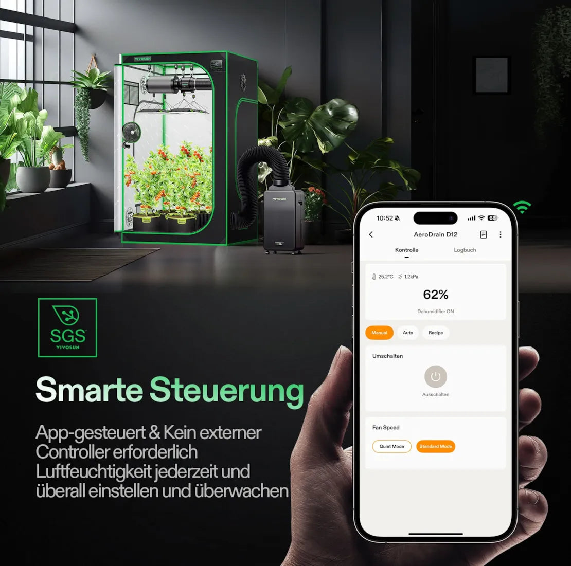 AeroDrain D12 smarter Luftentfeuchter 300 Watt und 2 Liter Tank