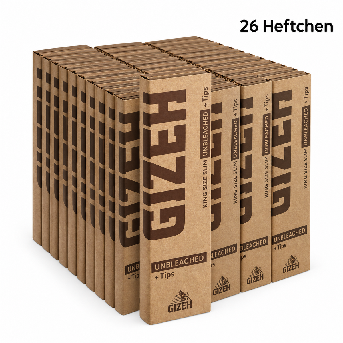 Gizeh Unbleached King Size Slim mit Tips 26 Heftchen Großpackung