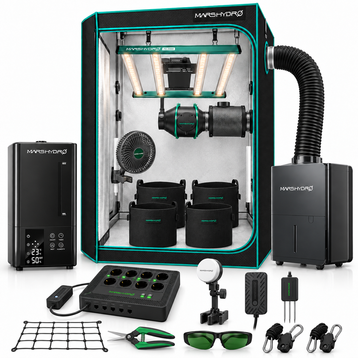 Mars Hydro Klima Komplettset 100 x 100 cm mit FC3000 EVO, iFresh und Klimageräten
