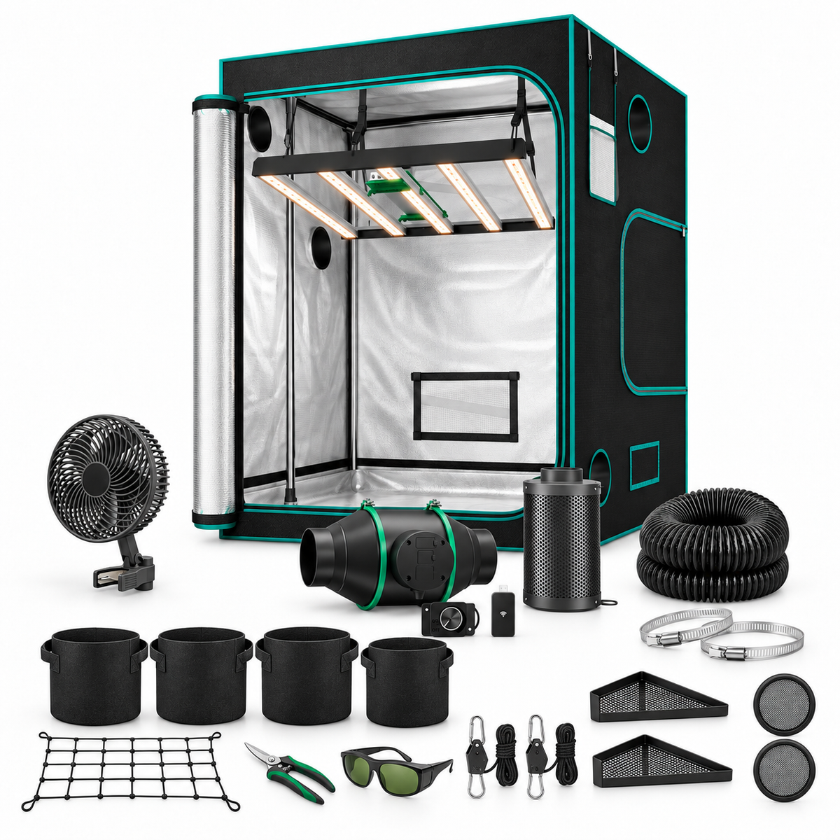 Mars Hydro Komplettset 150 x 150 cm mit FC-E8000, iFresh Abluft und Zubehör