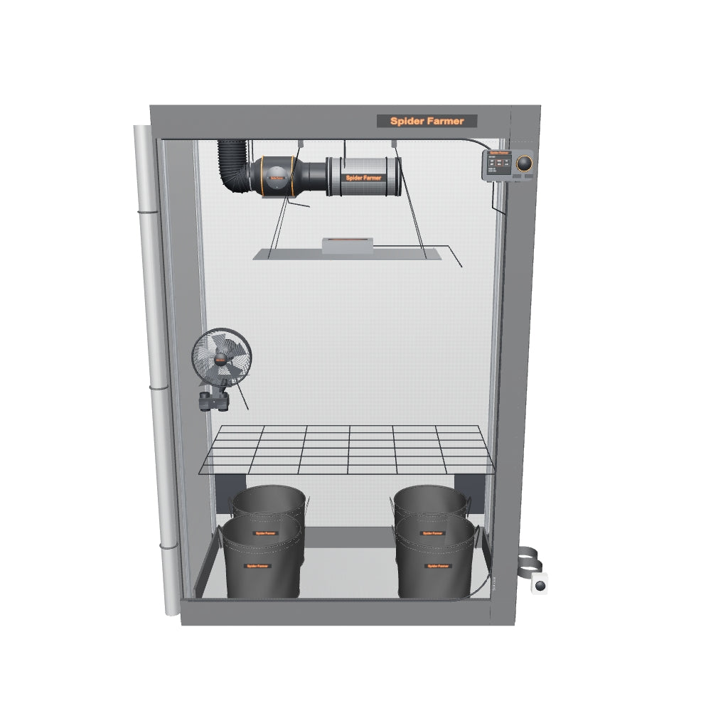 Spider Farmer Komplettset (120x60x180 cm) 200 Watt SF2000 LED mit GGS für smarte Steuerung – vollständiges 3D-Produktmodell