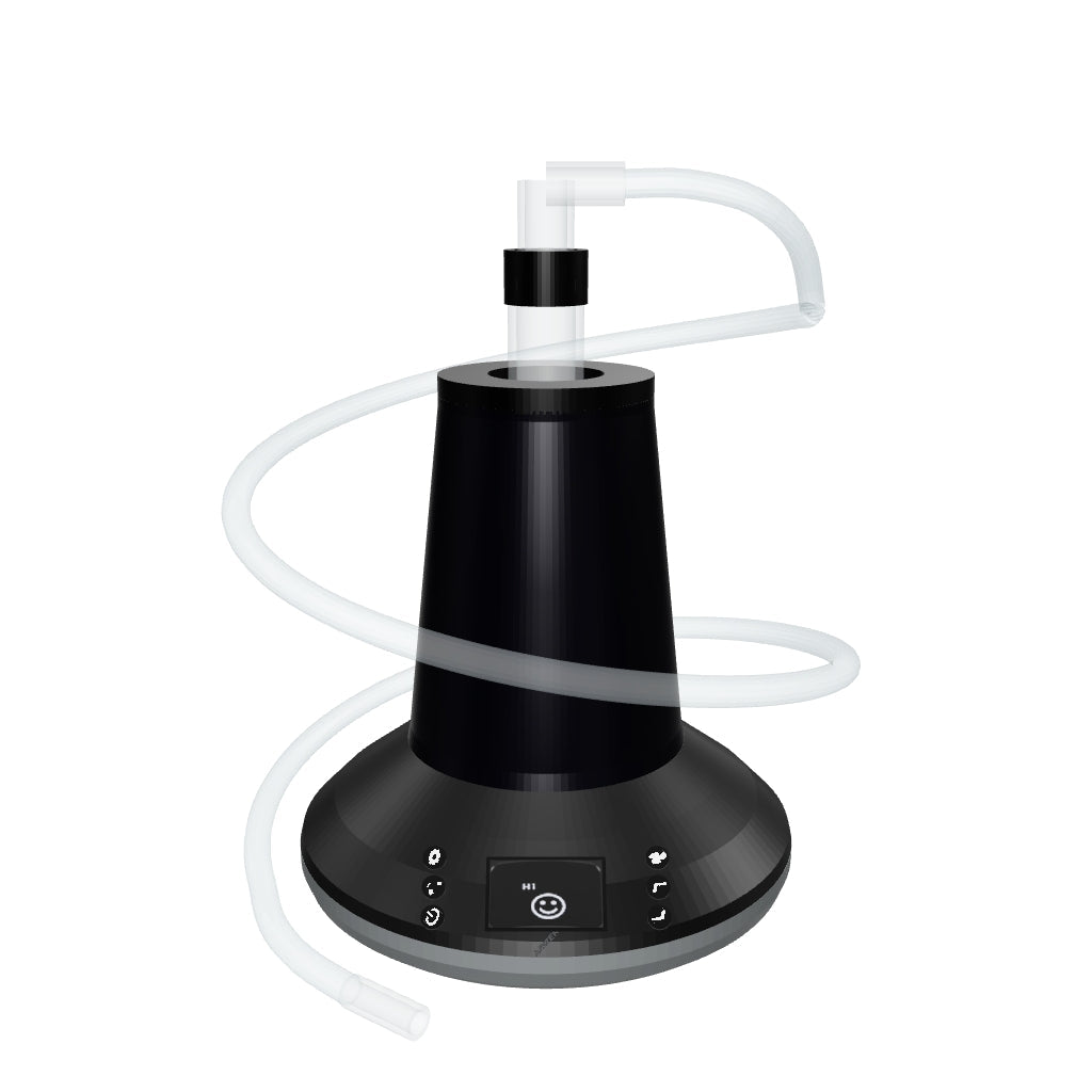 Arizer XQ2 Carbon Black – 3D-Modell mit Glasaufsatz und Schlauch