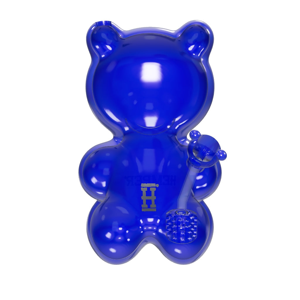 HEMPER Gummy Bear XL Bong – nach GoGrow- und HEMPER-Fotos korrigierte XL-Form mit Mini-Bärenkopf, Matrix-Perkolator und originalen Markenmotiven; Glas angenähert