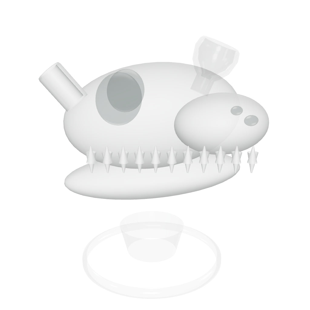 HEMPER Jurassic Spark Dinosaur Skull Bong – angenäherter 3D-Entwurf