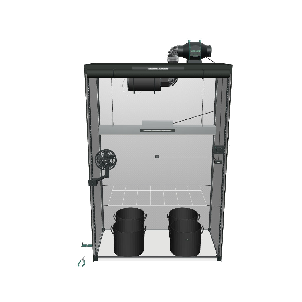 Mars Hydro Pro Komplettset (120x60x180 cm) 300 Watt SP3000 LED mit iFresh und iConnect für smarte Steuerung – fotobasierte 3D-Ansicht