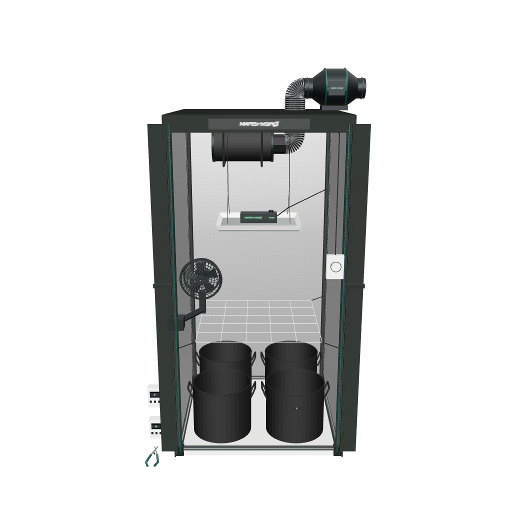 Mars Hydro Komplettset (80x80x160 cm) 150 Watt TS 1000 LED – fotobasierte 3D-Ansicht