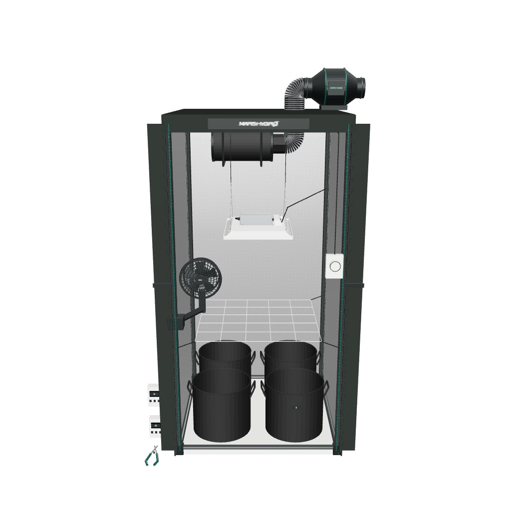 Mars Hydro Komplettset 80 × 80 × 160 cm mit detaillierter TS 1000 LED – 3D-Ansicht