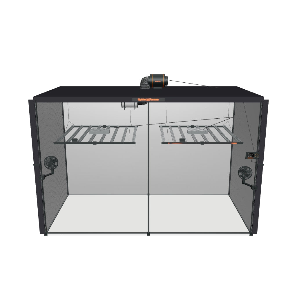 Spider Farmer Komplettset (300x150x200 cm) 2000 Watt SE1000W EVO LED mit GGS für smarte Steuerung – fotobasierte 3D-Ansicht