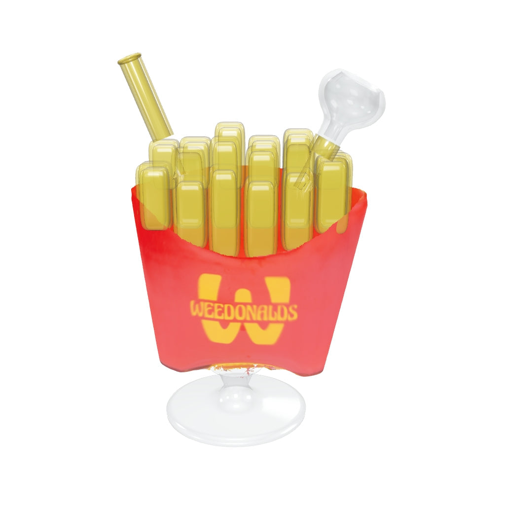 HEMPER Weedonald’s French Fry Bong – einzeln aus Herstellerfotos rekonstruiertes 3D-Modell mit korrigierten Flächennormalen; Glaswirkung fotobasiert