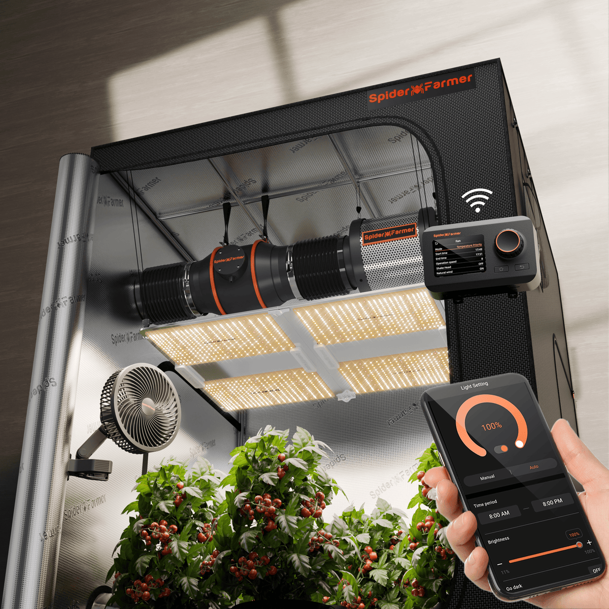 Spider Farmer SF7000 Komplettset – Gesamtansicht des Growbox-Sets