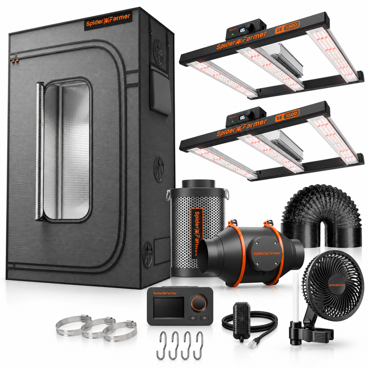 Spider Farmer Master Komplettset (120x60x180 cm) 300 Watt 2x SE1500 EVO LED mit GGS für smarte Steuerung