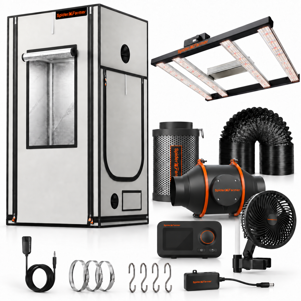 Spider Farmer Pro Komplettset (90x90x180 cm) 300 Watt SE3000 EVO LED mit GGS für smarte Steuerung