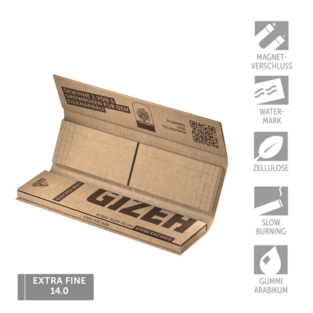 Gizeh Unbleached King Size Slim mit Tips geöffnet