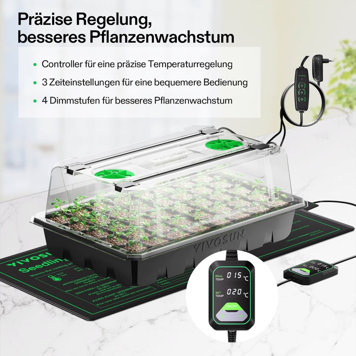40-Zellen-Anzuchtset mit LED und Heizmatte – Galerie 2