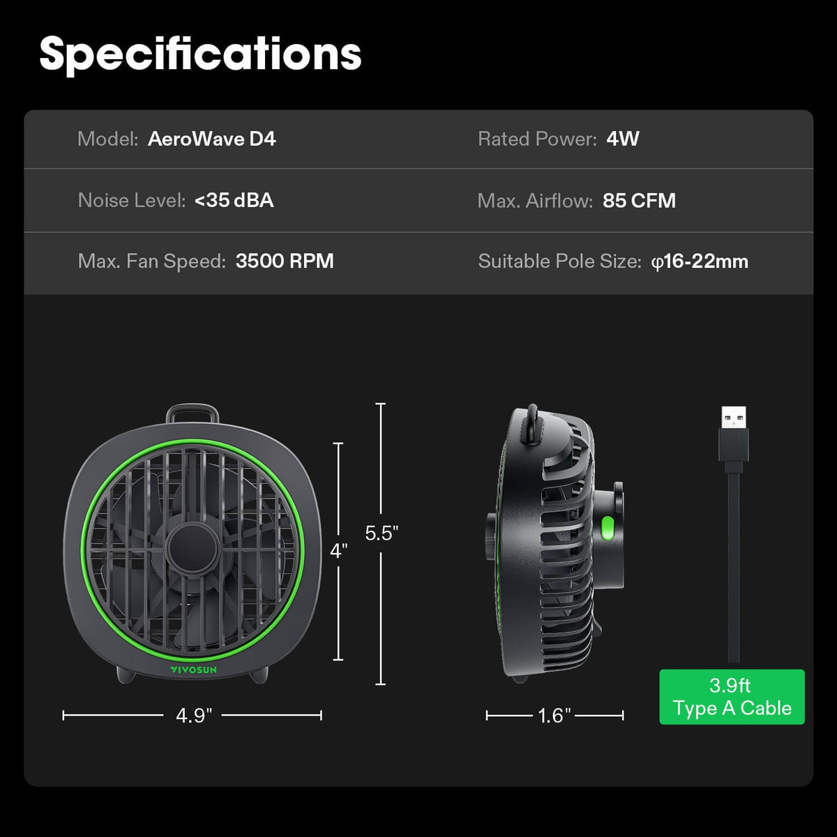 VIVOSUN AeroWave D4 smarter Clipventilatoren 100 mm (2er-Pack) – Galerie 8