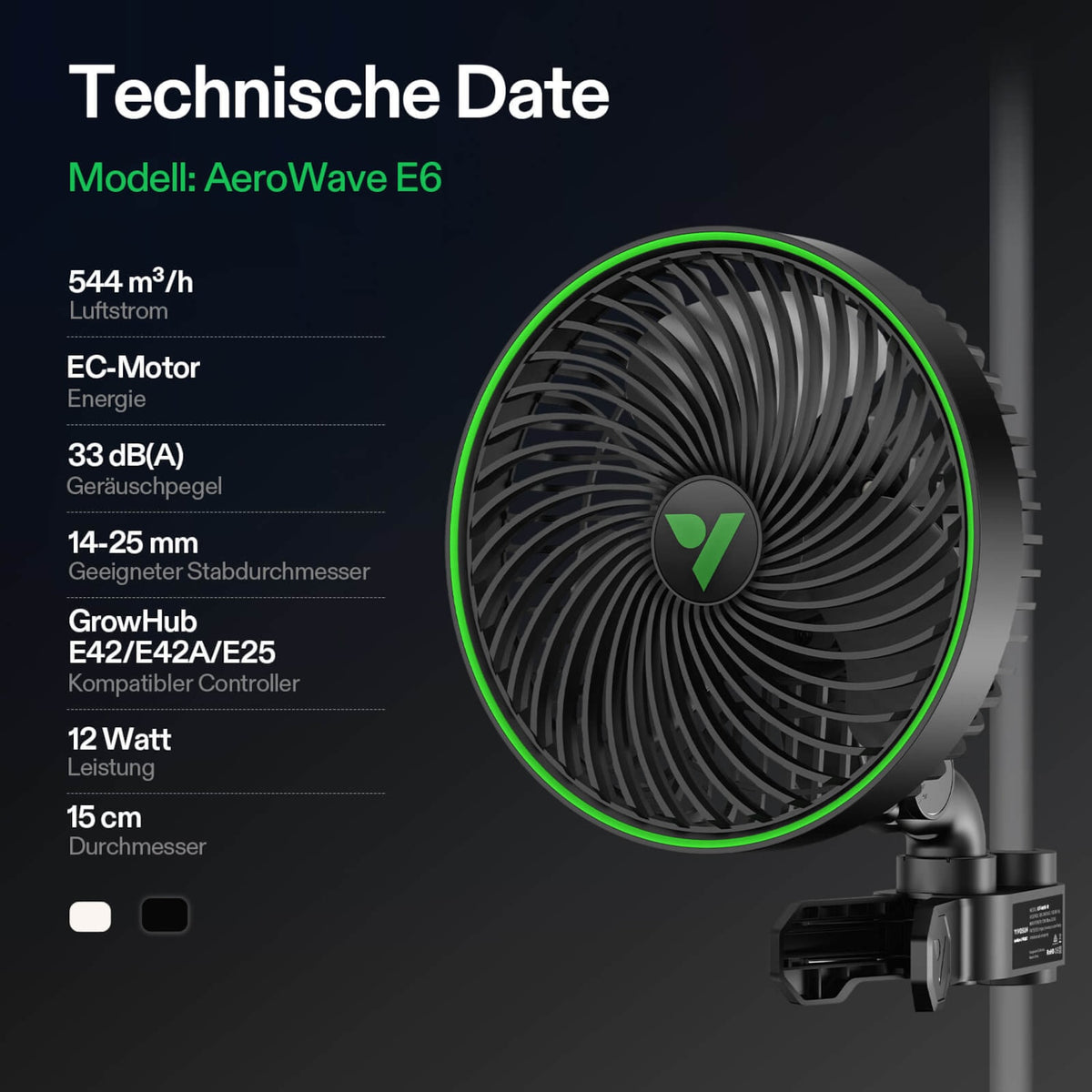 VIVOSUN AeroWave E6 Gen2 smarte Clipventilatoren 150 mm (2er-Pack) – Galerie 8