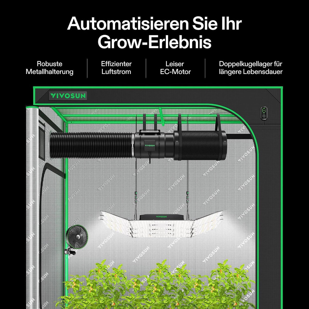 VIVOSUN AeroZesh G8 Rohrventilator 20 cm mit E12 – Galerie 2