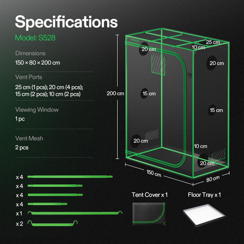 VIVOSUN S528 Growbox 150×80×200 cm – Galerie 7