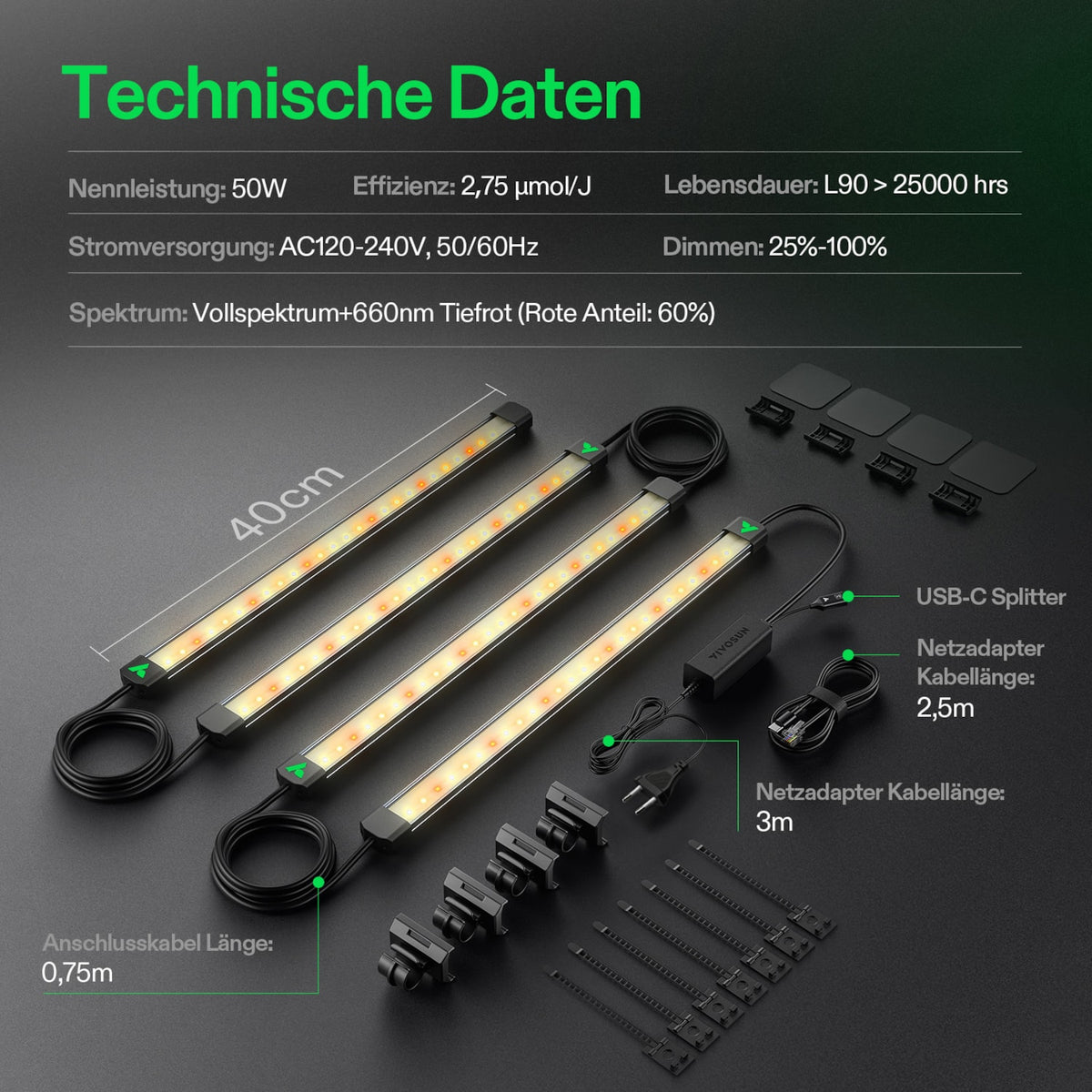 VIVOSUN LumaRay 50W LED-Lichtleisten (4er-Set) – Galerie 7